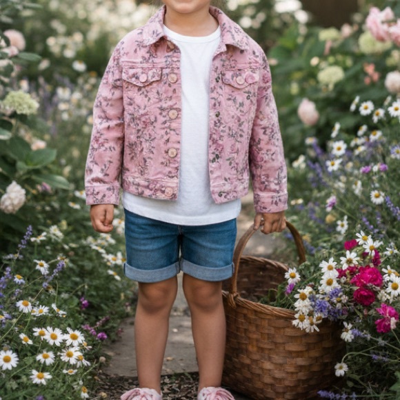 LOVESHACKFANCY x Gap K Other - LOVESHACKFANCY x Gap Kids Girls Pink Denim Jean Jacket